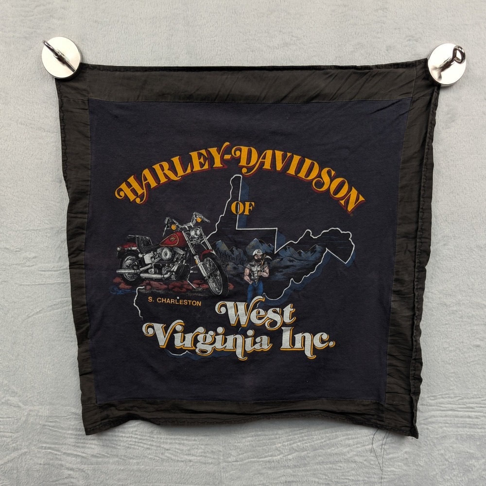 VTG Harley Davidson Black Navy West Virginia Pillow Case 19.x19." 90s